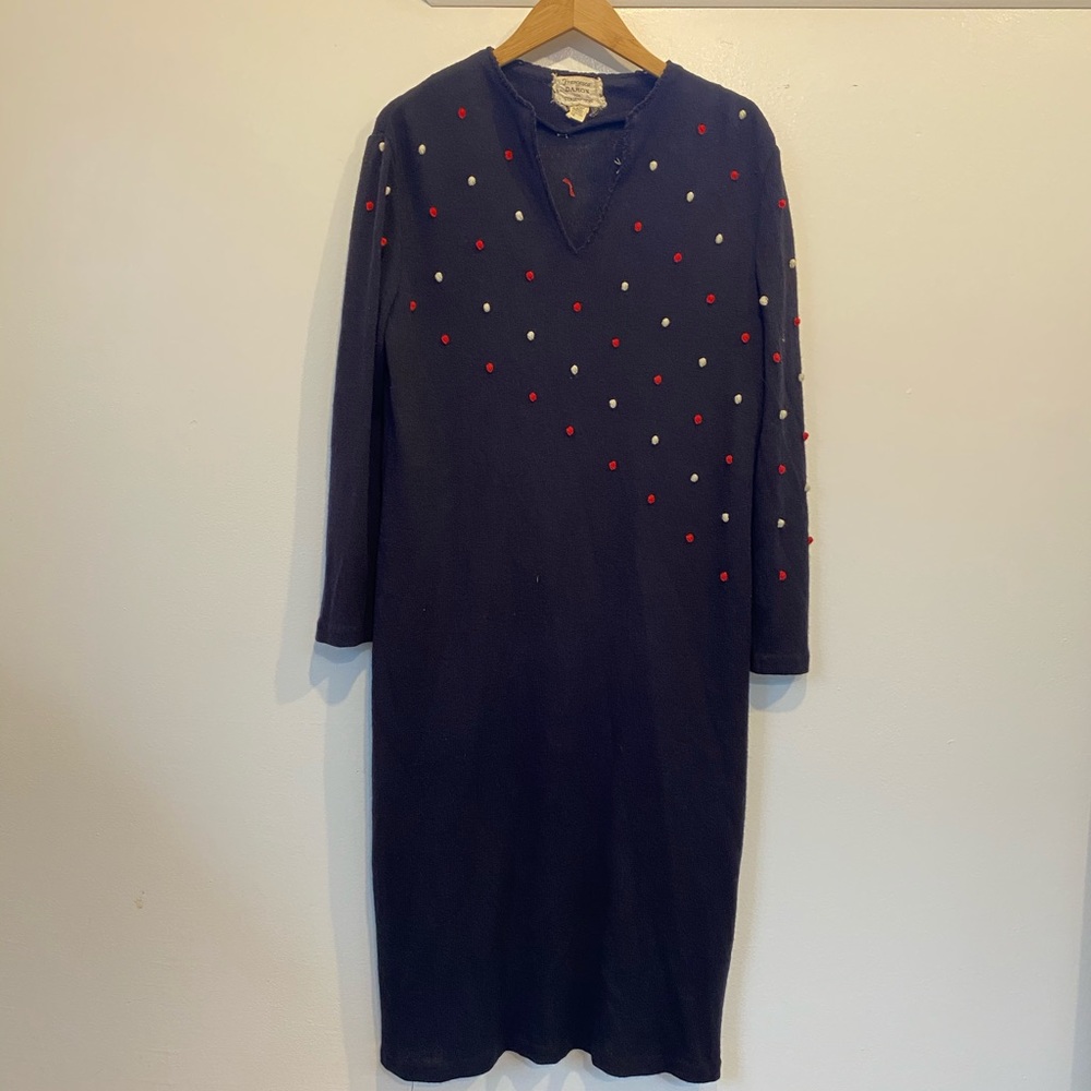 Vintage maxi dress with red & white baubles